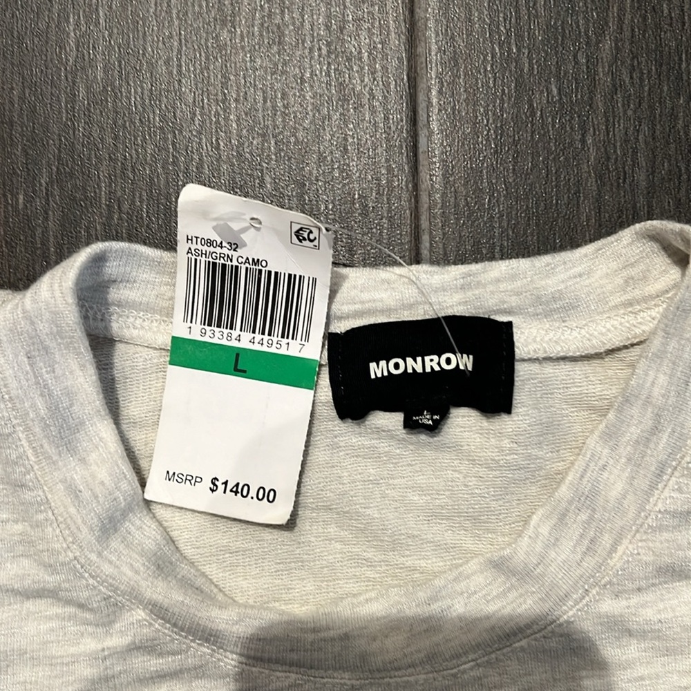 NWT Monrow Grey and Camo Set, Shorts and Long Sleeve Shirt - Picture 6 of 8